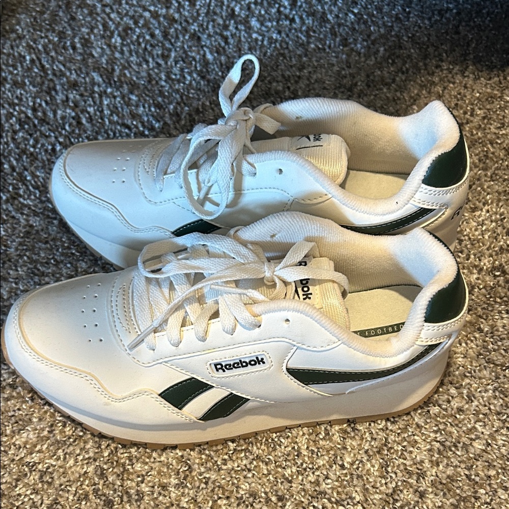 Reebok Classic White and Dark Green Sneakers